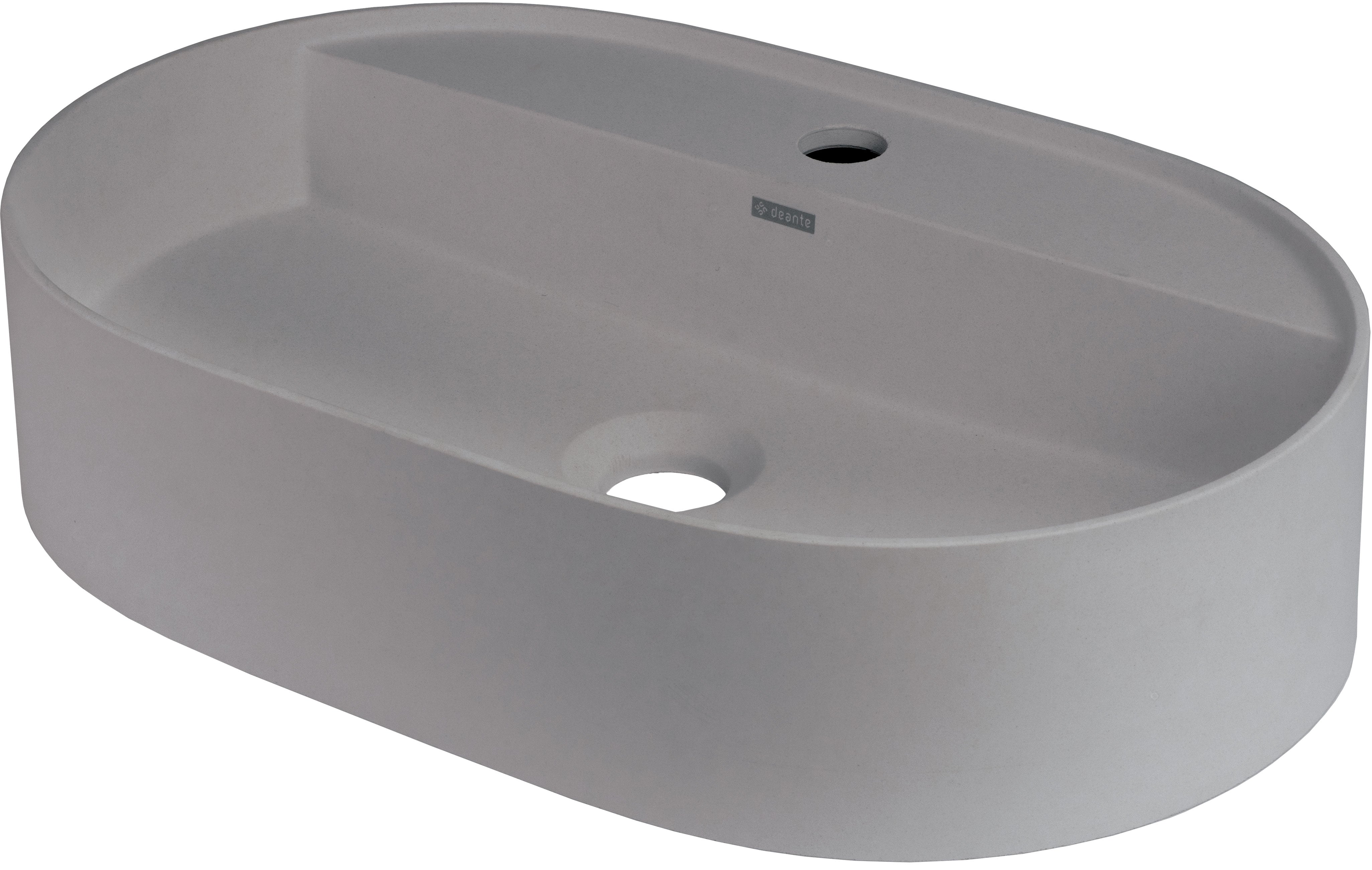 Granite washbasin, countertop, with tap shelf - oval